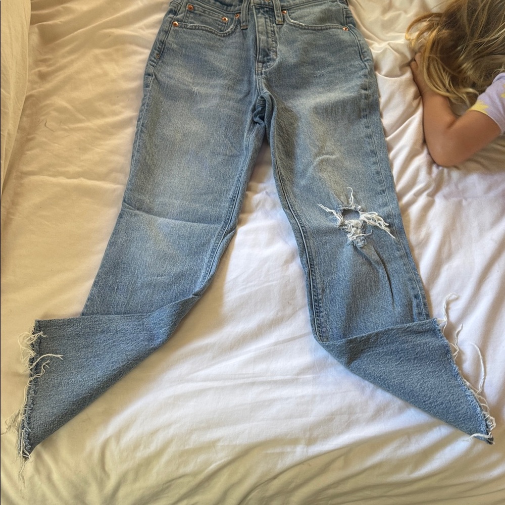 J. Crew Light Blue Distressed Ankle Jeans
